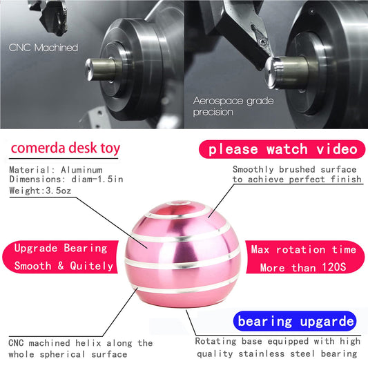 Comerda metal desk toy with threaded grooves for smooth long spin.
