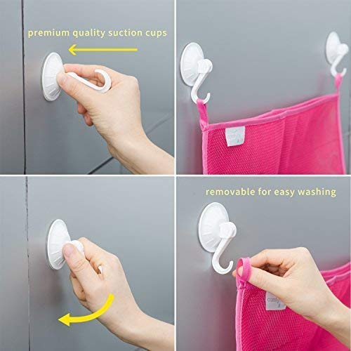 Comfylife bathroom organizer stays close to tiles, minimizing tub clutter.