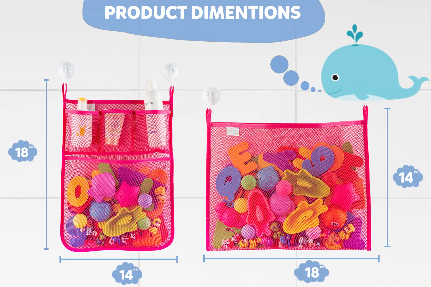 Comfylife mesh bath toy organizer multi-pocket neatly stores toys and bath essentials