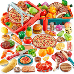 Comirth Play Food 80pc set with pretend foods for imaginative cooking and role play