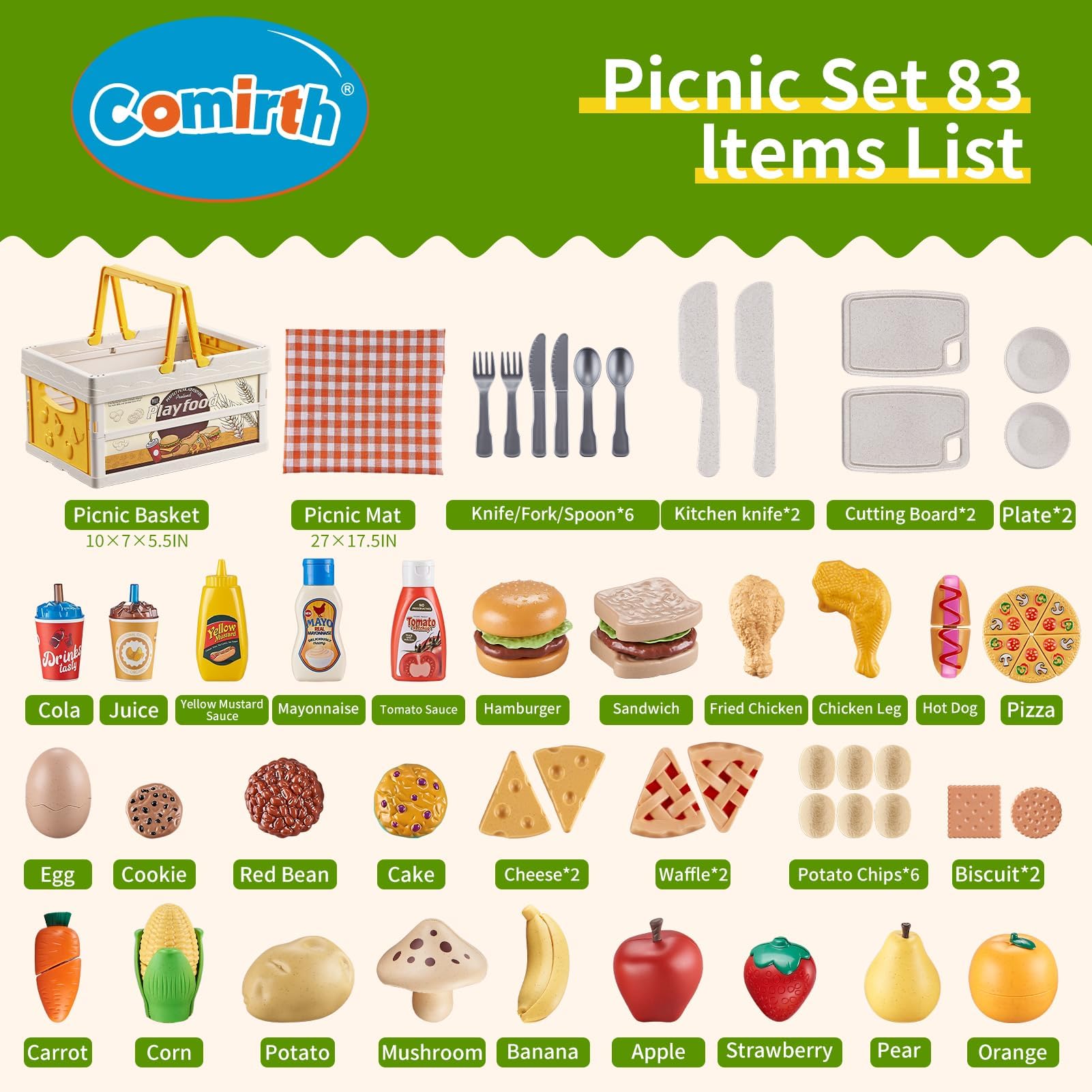 Comirth Pretend Food Cans and Sauces for interactive meals.
