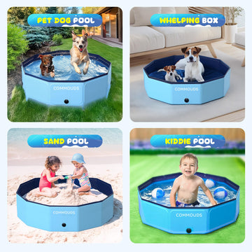 COMMOUDS foldable dog pool portable for travel and backyard days