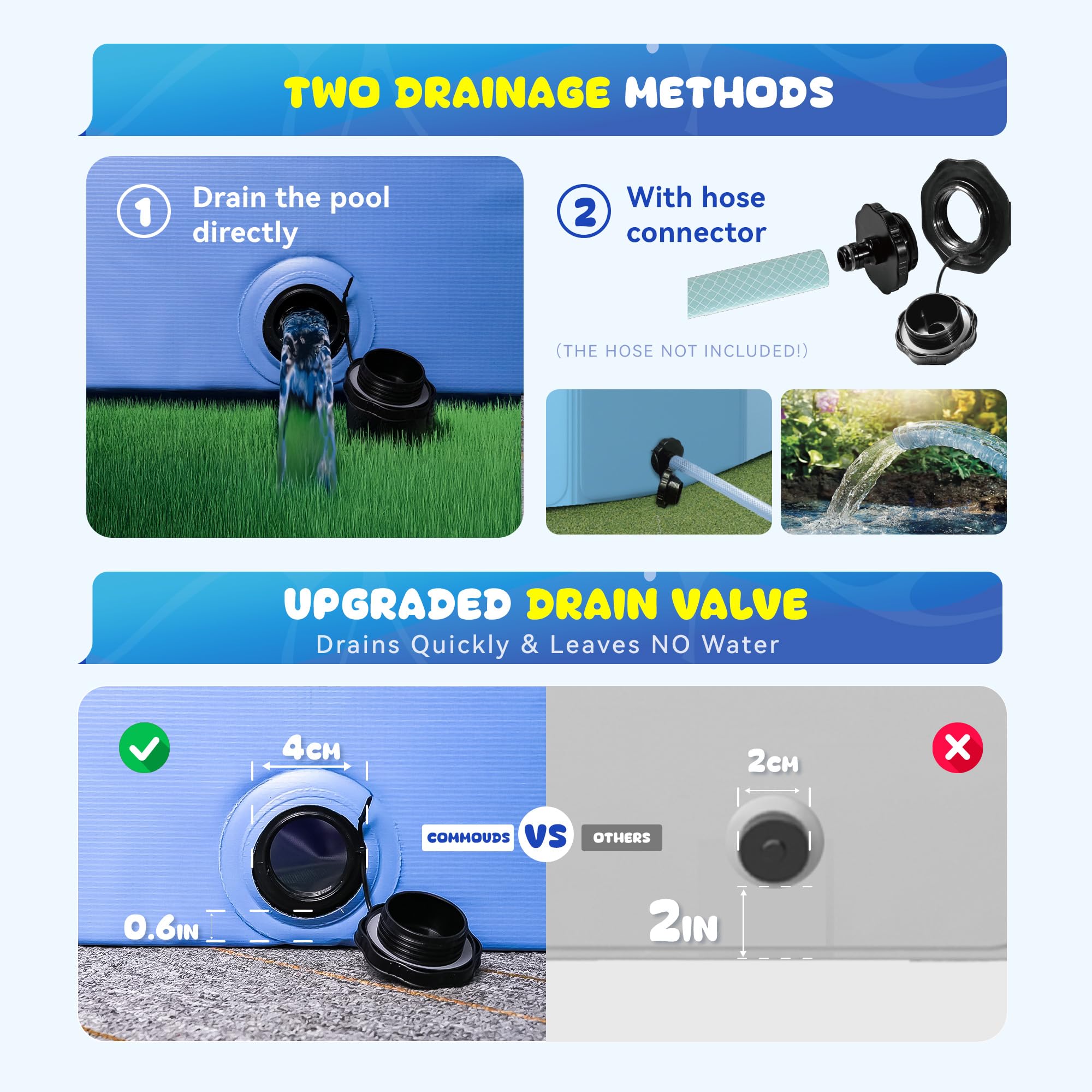 Unfolded COMMOUDS pool setup on flat ground for use