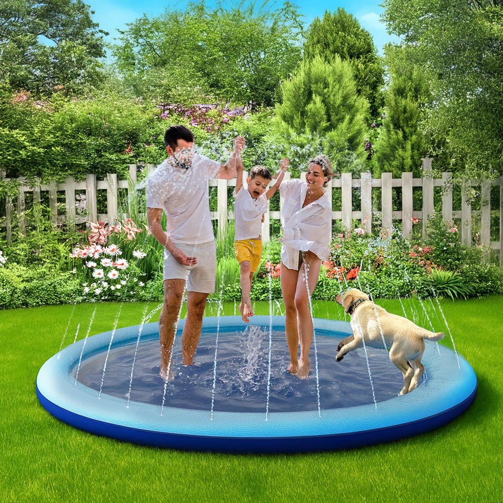 COMMOUDS splash pad creates backyard fun for kids and pets.