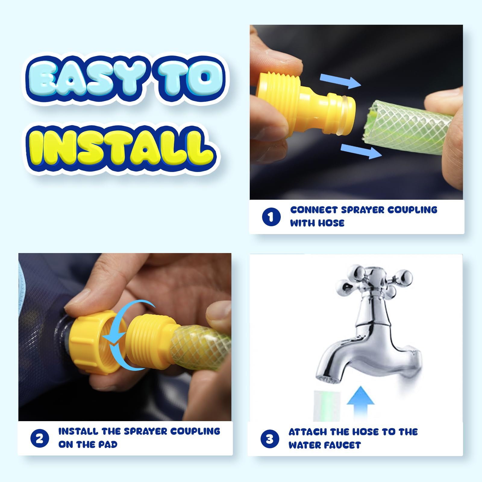 COMMOUDS splash pad bottom inlet reduces pressure for safer, leak-free use.