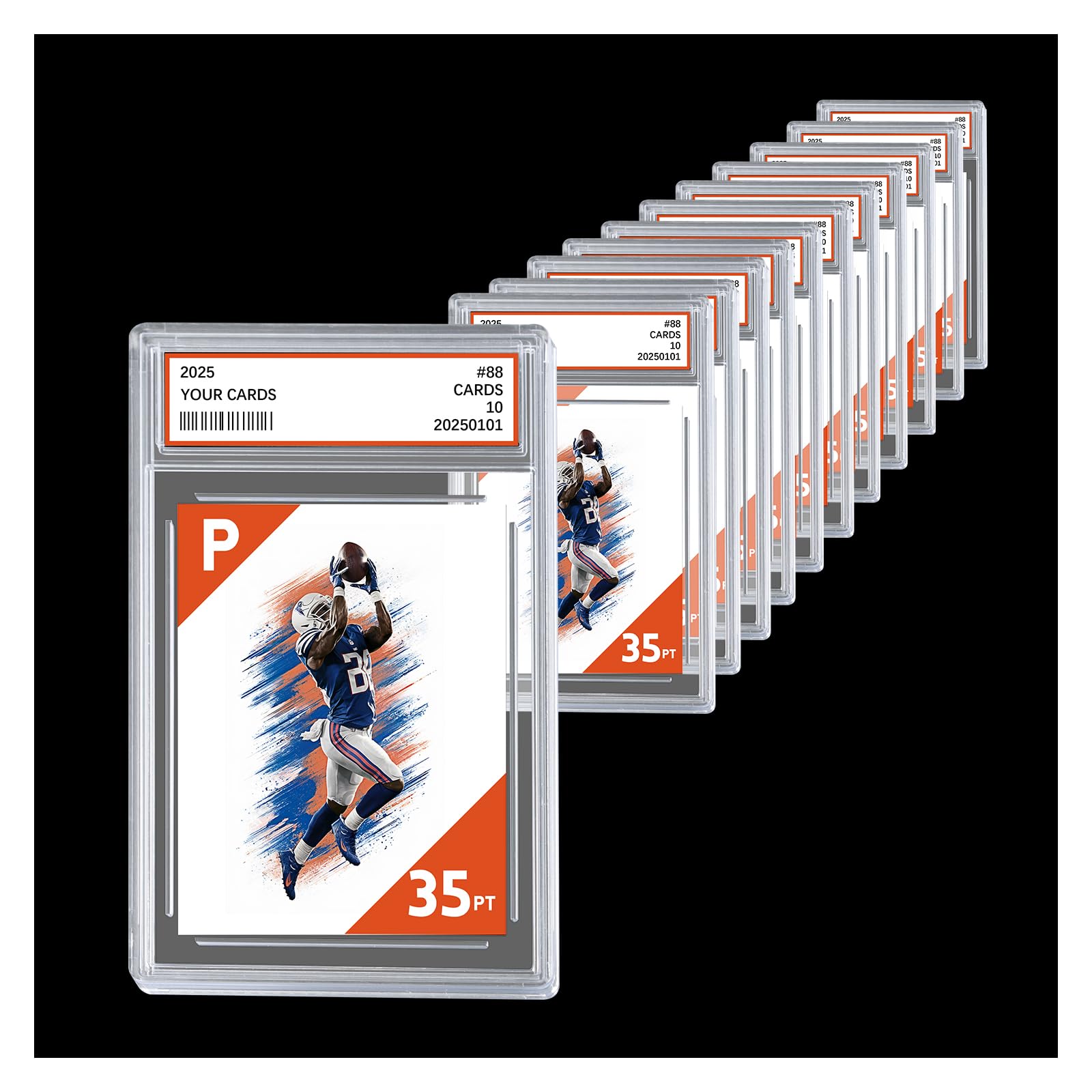 Comnge 12ct graded card slab front view showing crystal-clear protection and display-ready clarity