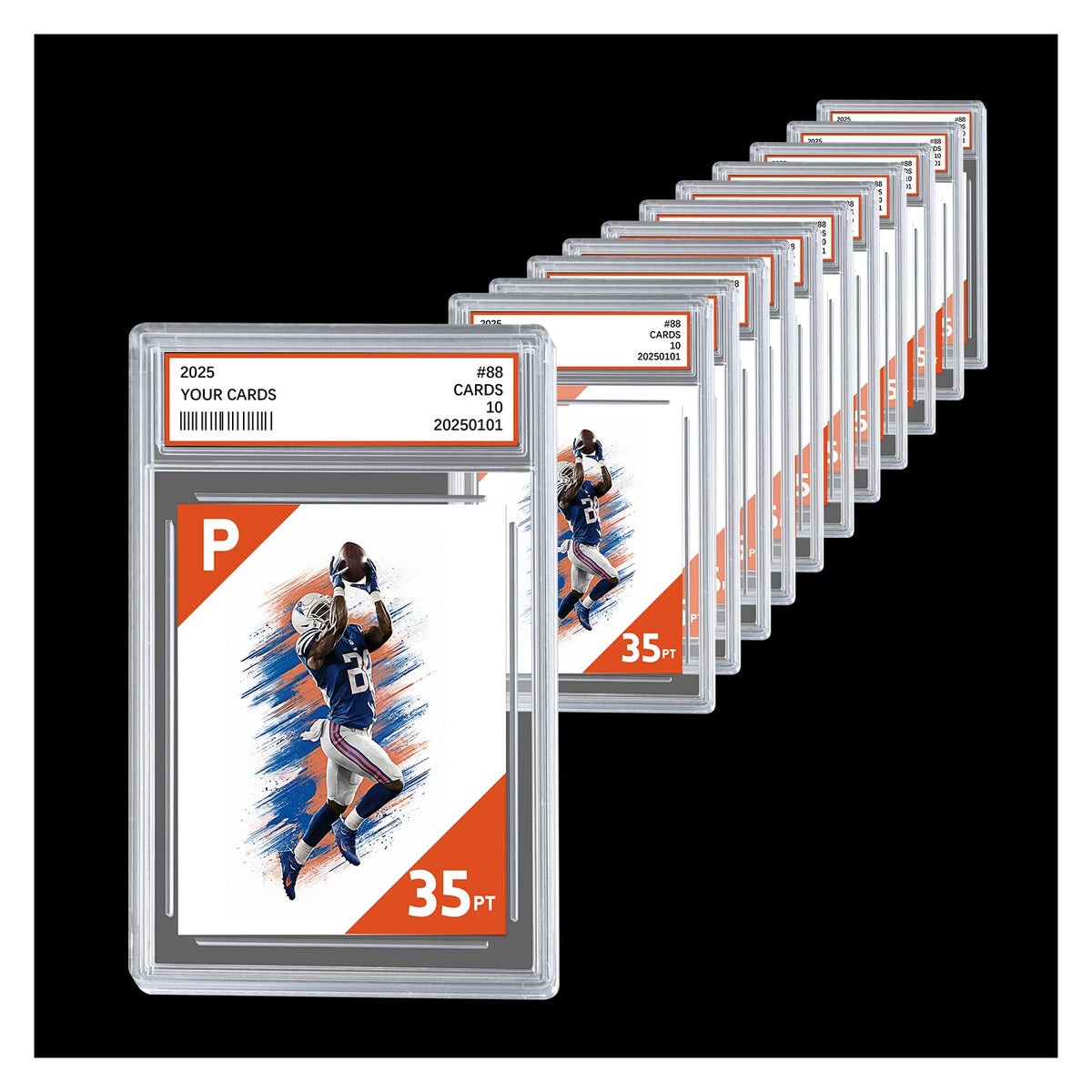 Comnge 12ct graded card slab front view showing crystal-clear protection and display-ready clarity
