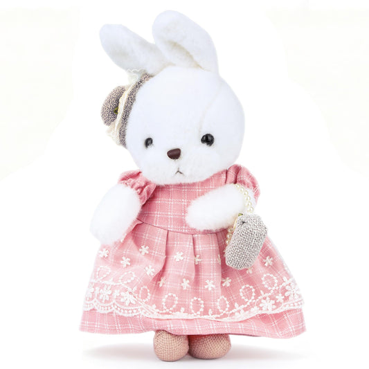 Comnonage Bunny Doll Plush in pink lace dress for gentle play and bedtime cuddles.