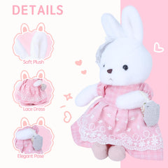 Hand-sewn stitching on the Comnonage bunny ensures durability for hugs.