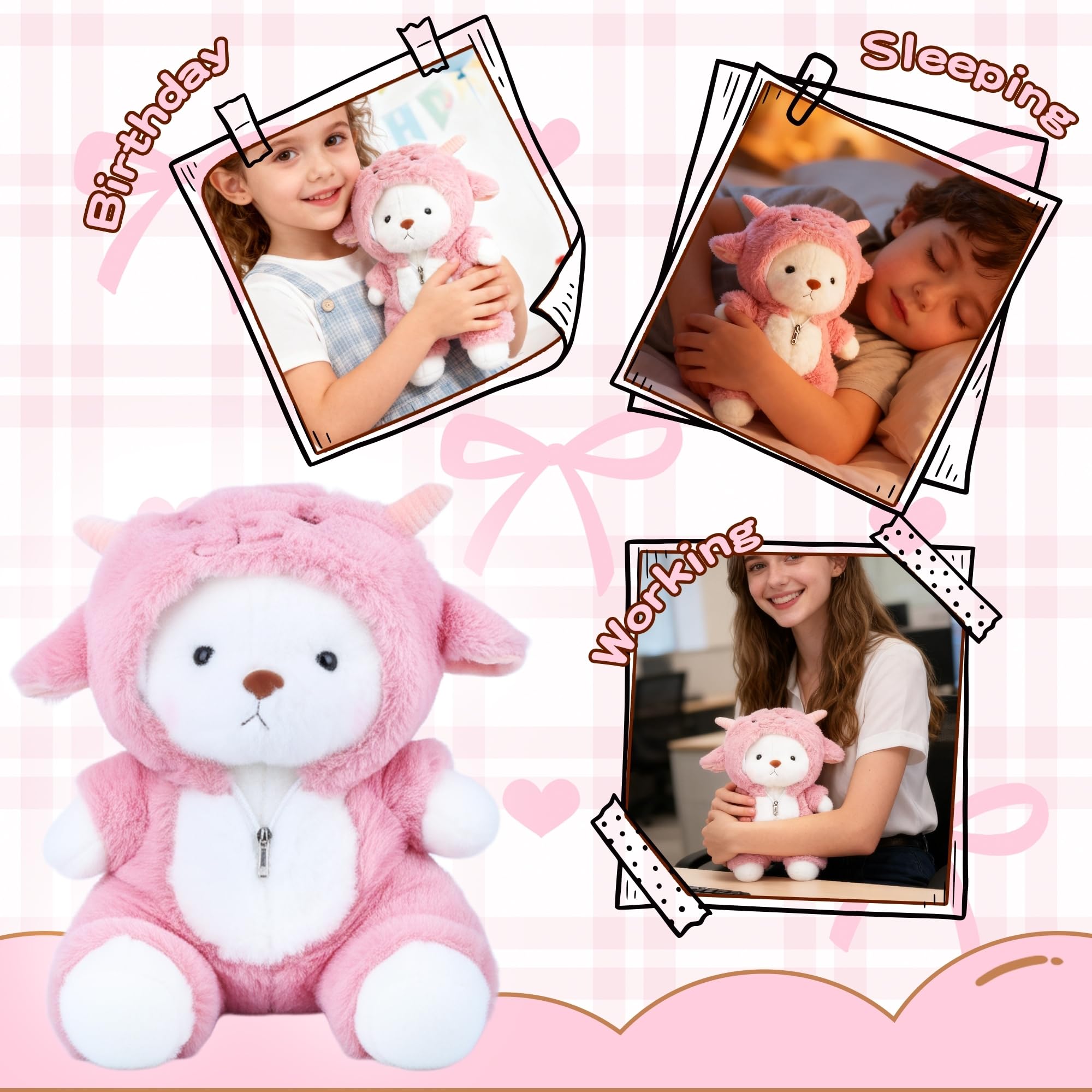 Easy-clean short plush fabric keeps the Comnonage bear fresh