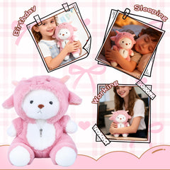 Easy-clean short plush fabric keeps the Comnonage bear fresh