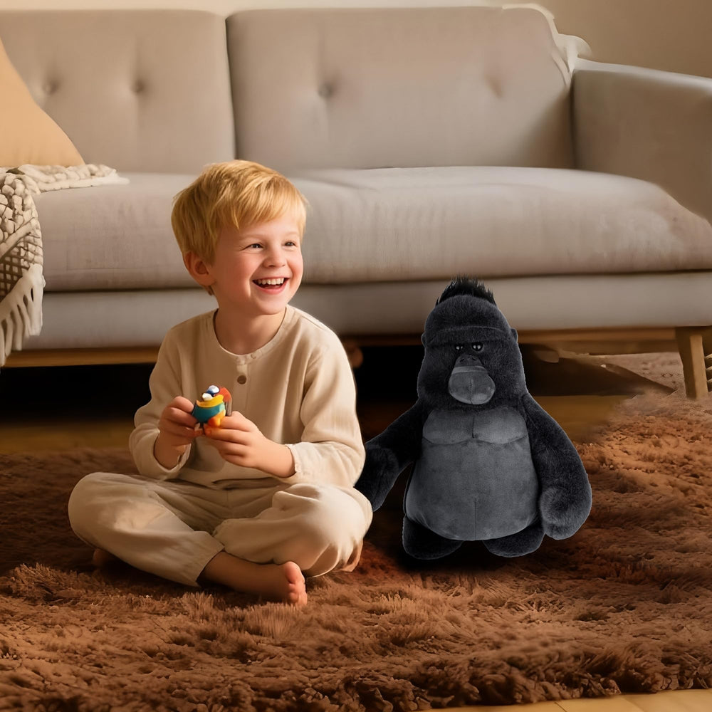 Comnonage gorilla on sofa demonstrates versatile decor and comforting presence