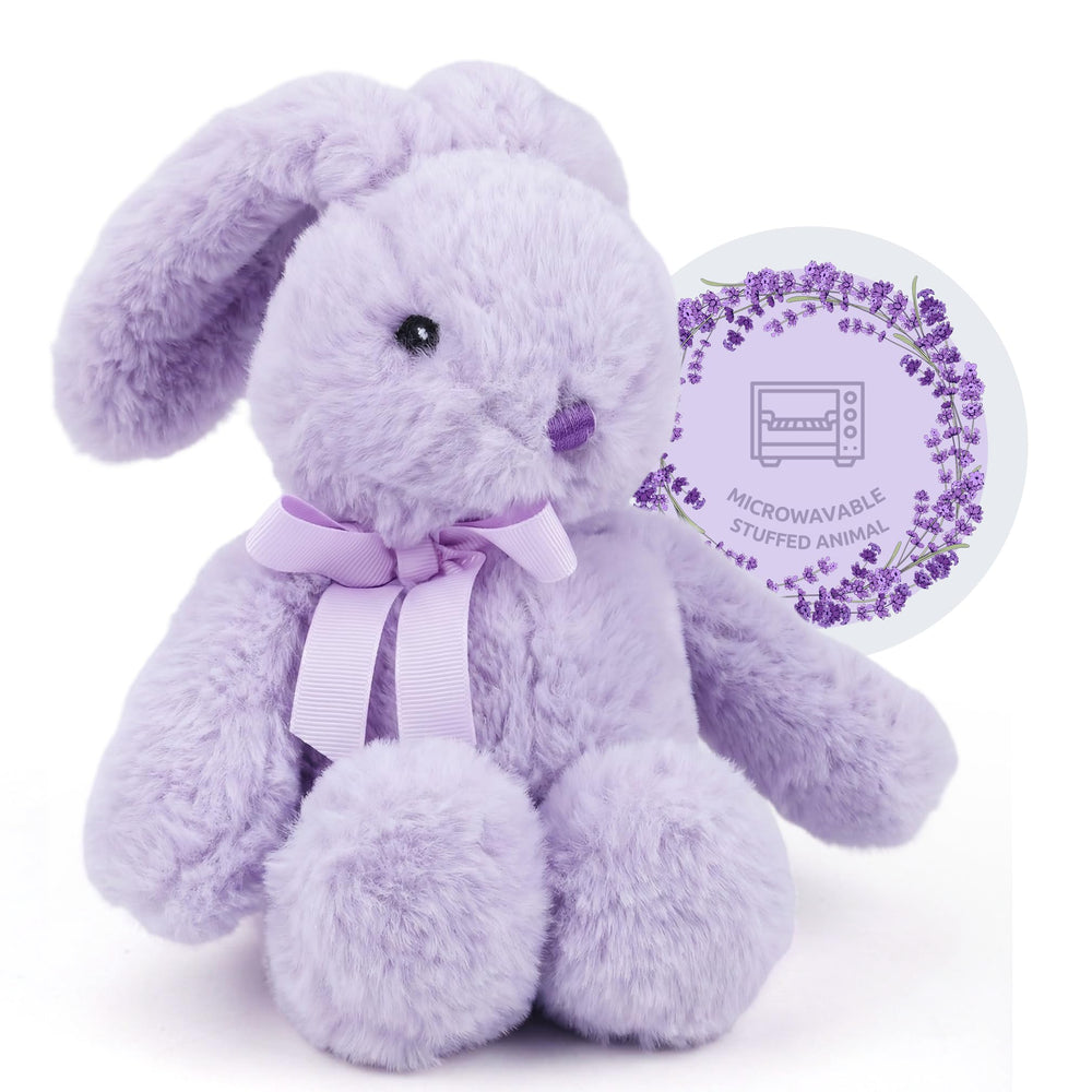 Comnonage Lavender Bunny Plush front view showing soft fur and warm design.
