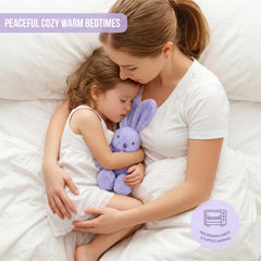 Comnonage Lavender Bunny Plush heating action for warm comfort.