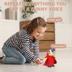 Comnonage Talking Parrot Toy soft plush materials for cuddle-friendly play.