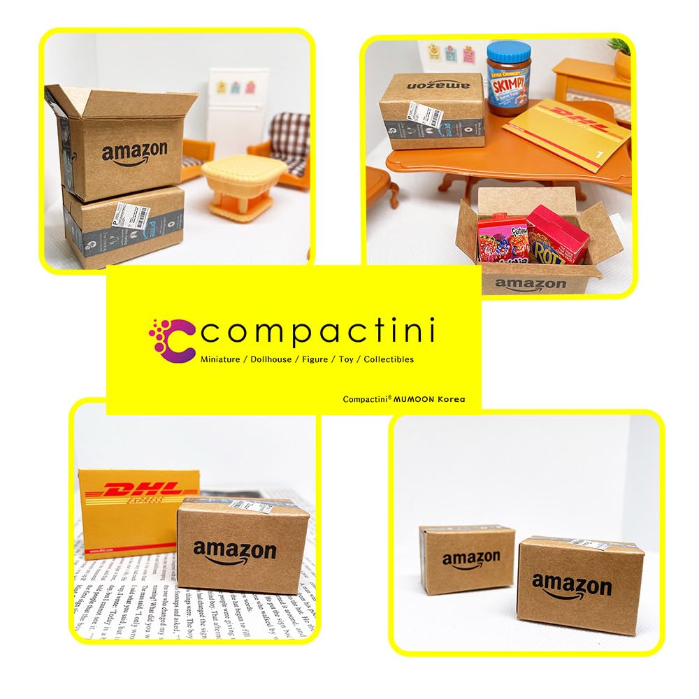 Compactini dollhouse shipping boxes, craft-paper design for miniatures.