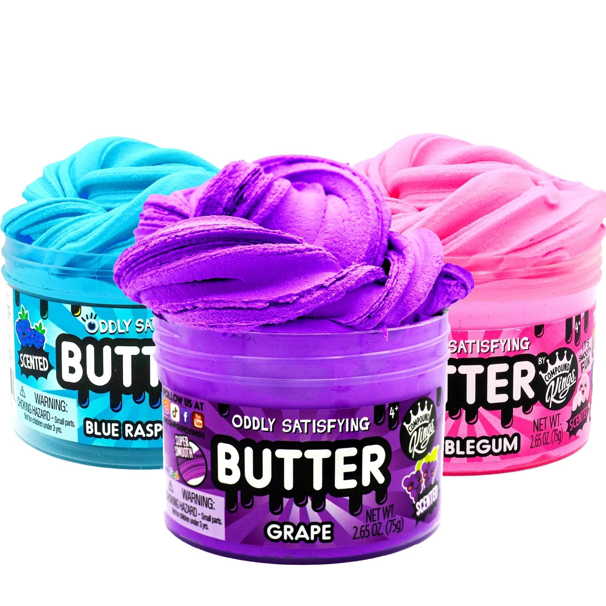 Stretch demonstration of Compound Kings pink butter slime bubble gum