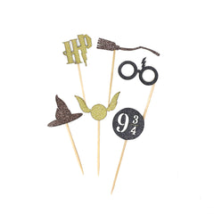 Confetti Harry inspired cupcake toppers add magical flair to cupcakes for parties.