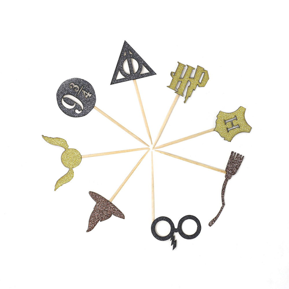 Confetti wizard themed cupcake toppers in a 24 pack for quick festive decor.