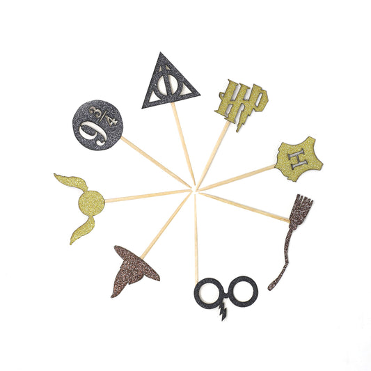 Confetti wizard themed cupcake toppers in a 24 pack for quick festive decor.