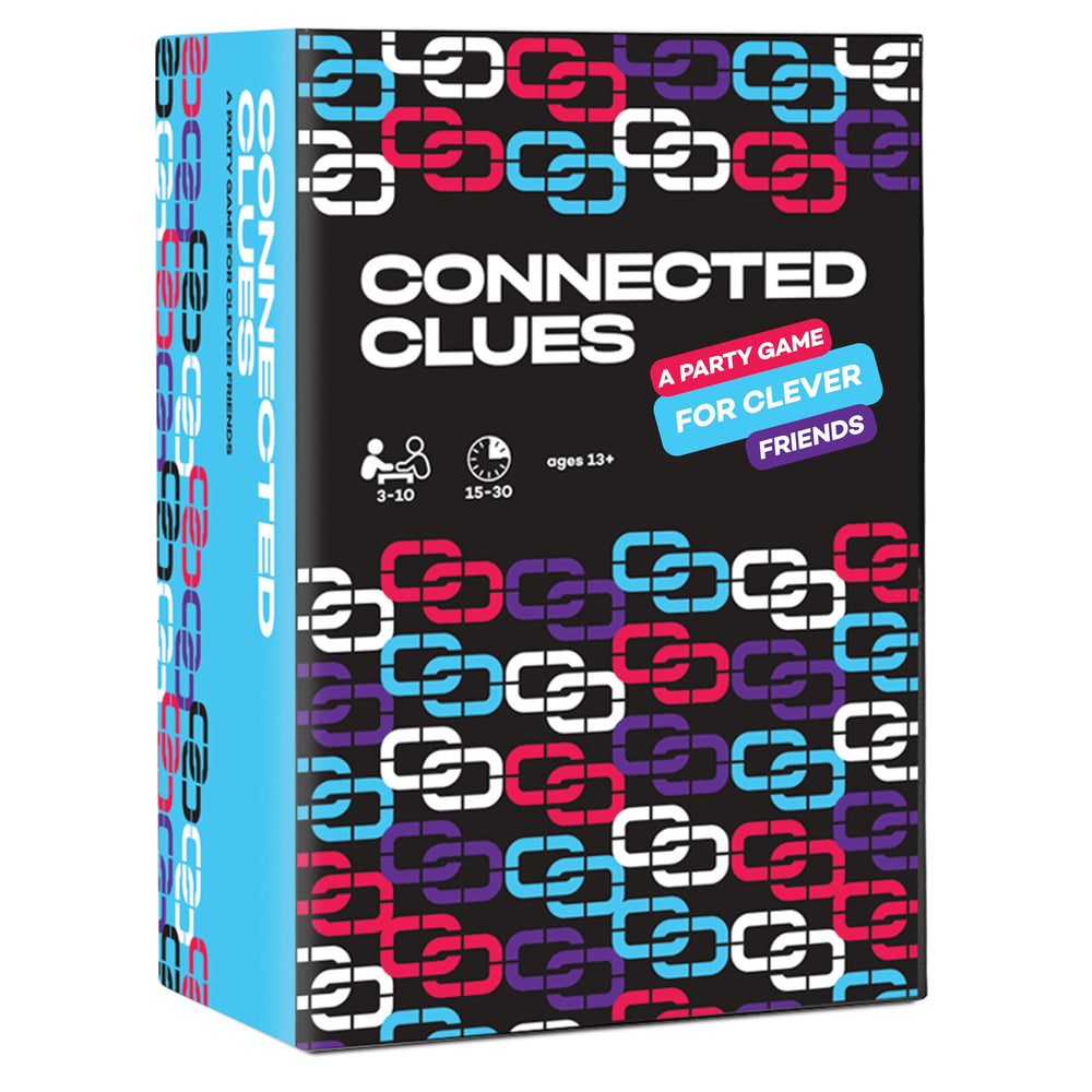 Connected Clues card spread invites a lively group to start the game.