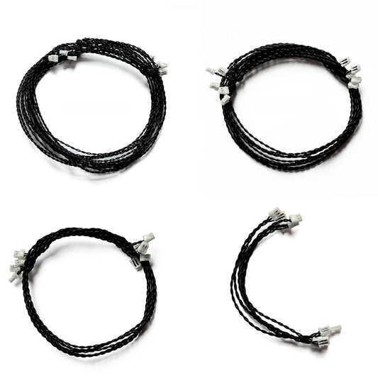 Five-piece connecting cable set for LED kit with 0.8mm 2-pin connectors, ideal for DIY building blocks