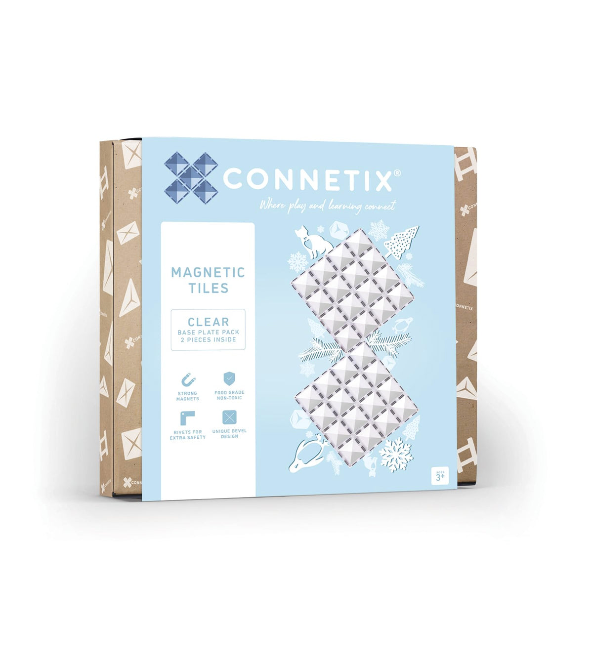 Connetix clear base plate pack top view enhances expansive magnetic builds.
