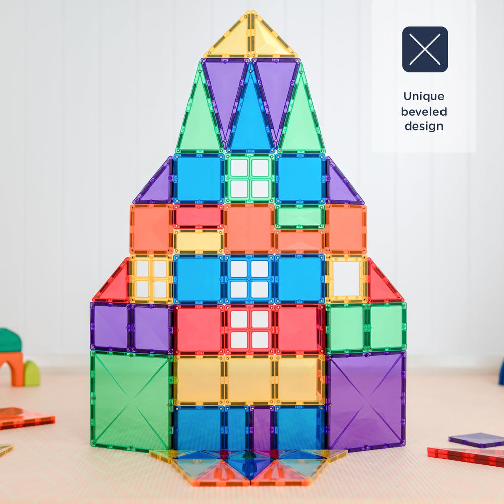 Connetix Rainbow Creative Pack door and window pieces spark interactive play scenes.