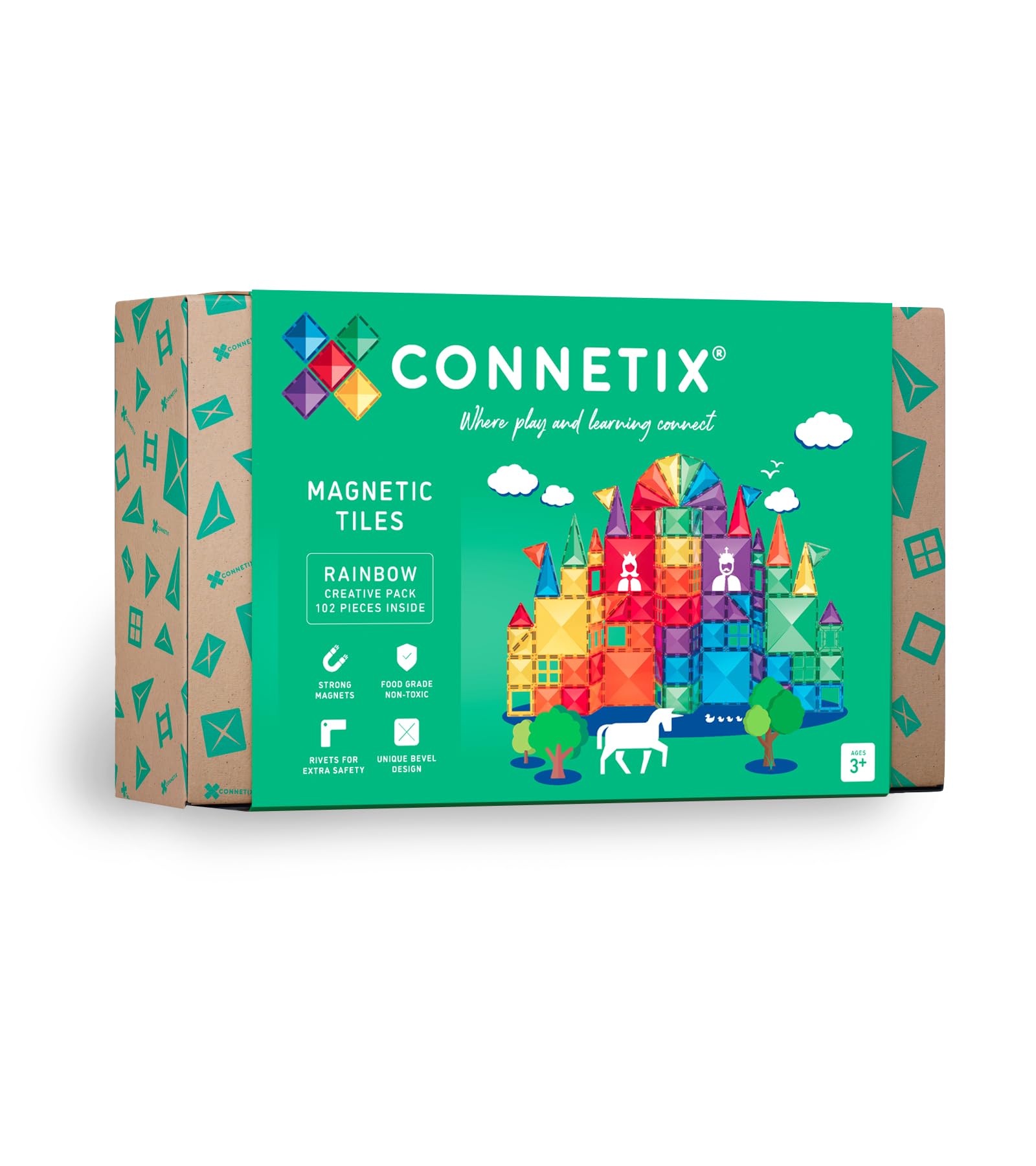 Connetix Rainbow Creative Pack large squares for sturdy, colorful builds.
