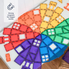 Connetix Rainbow Creative Pack small squares enable precise connections for detailed structures.