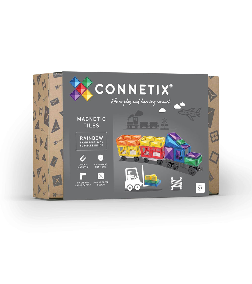 Connetix Rainbow Transport Pack train base for durable magnetic vehicle building