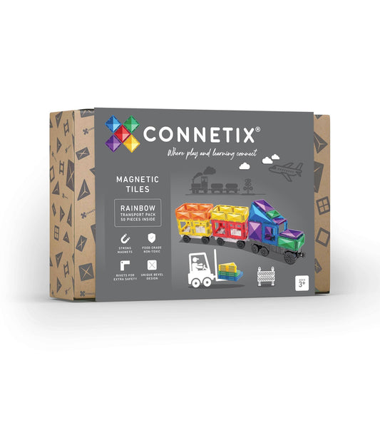 Connetix Rainbow Transport Pack train base for durable magnetic vehicle building