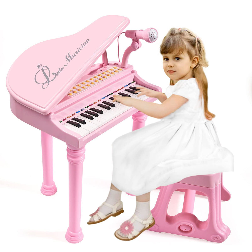 Conomus 31-keys piano toy close-up with color-labeled keys for learning