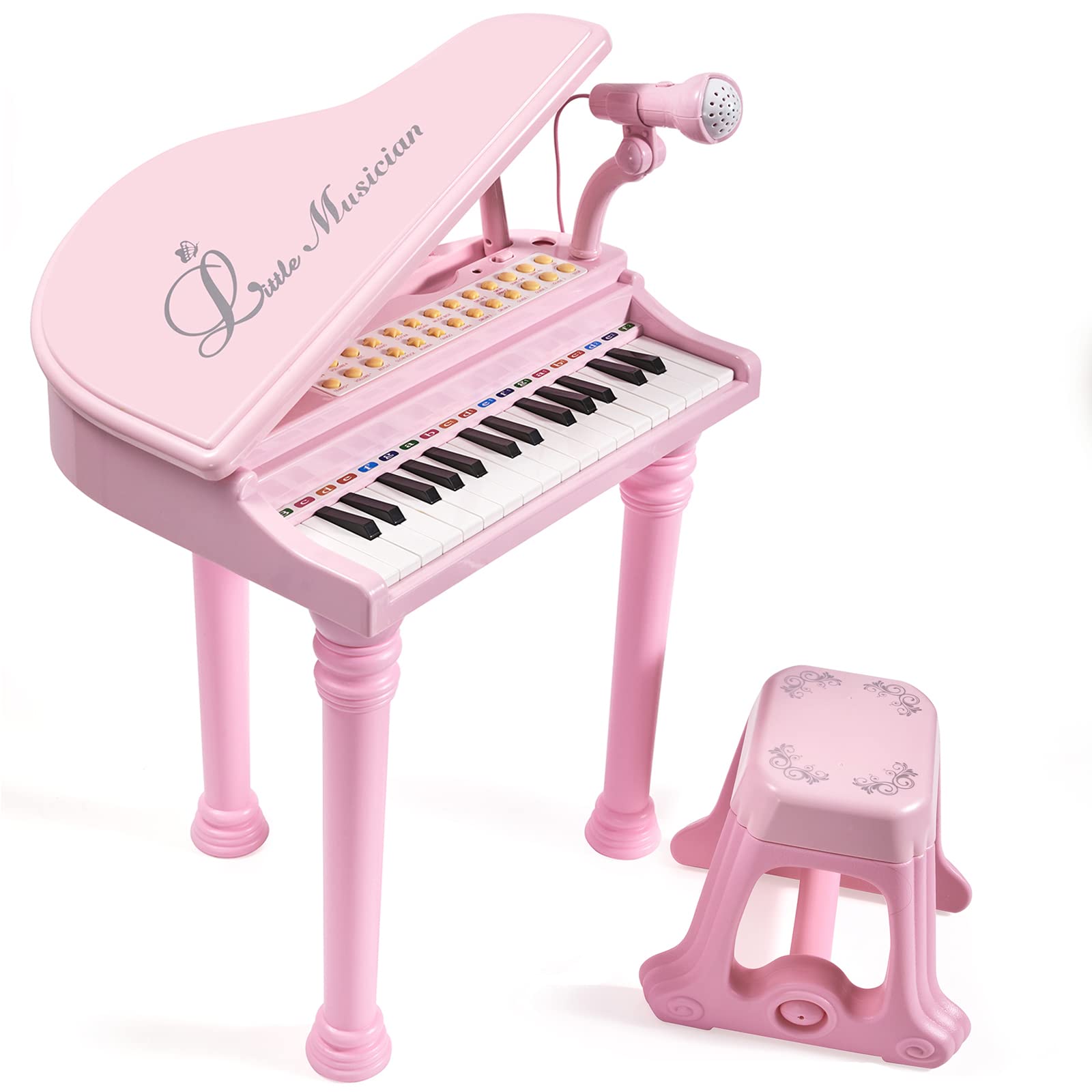 Conomus piano toy child using adjustable microphone during play