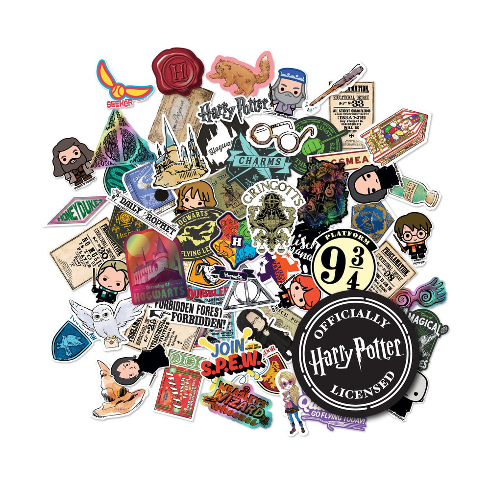 CON*QUEST Harry Potter variety decal pack on a laptop lid for a subtle magical touch