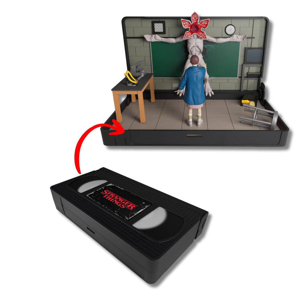 Console Heroes Stranger Things VHS Diorama with Eleven vs Demogorgon for shelf display