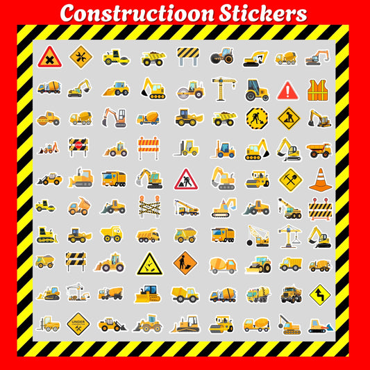 Construction Stickers with bulldozer imagery to customize backpacks and lunch boxes.