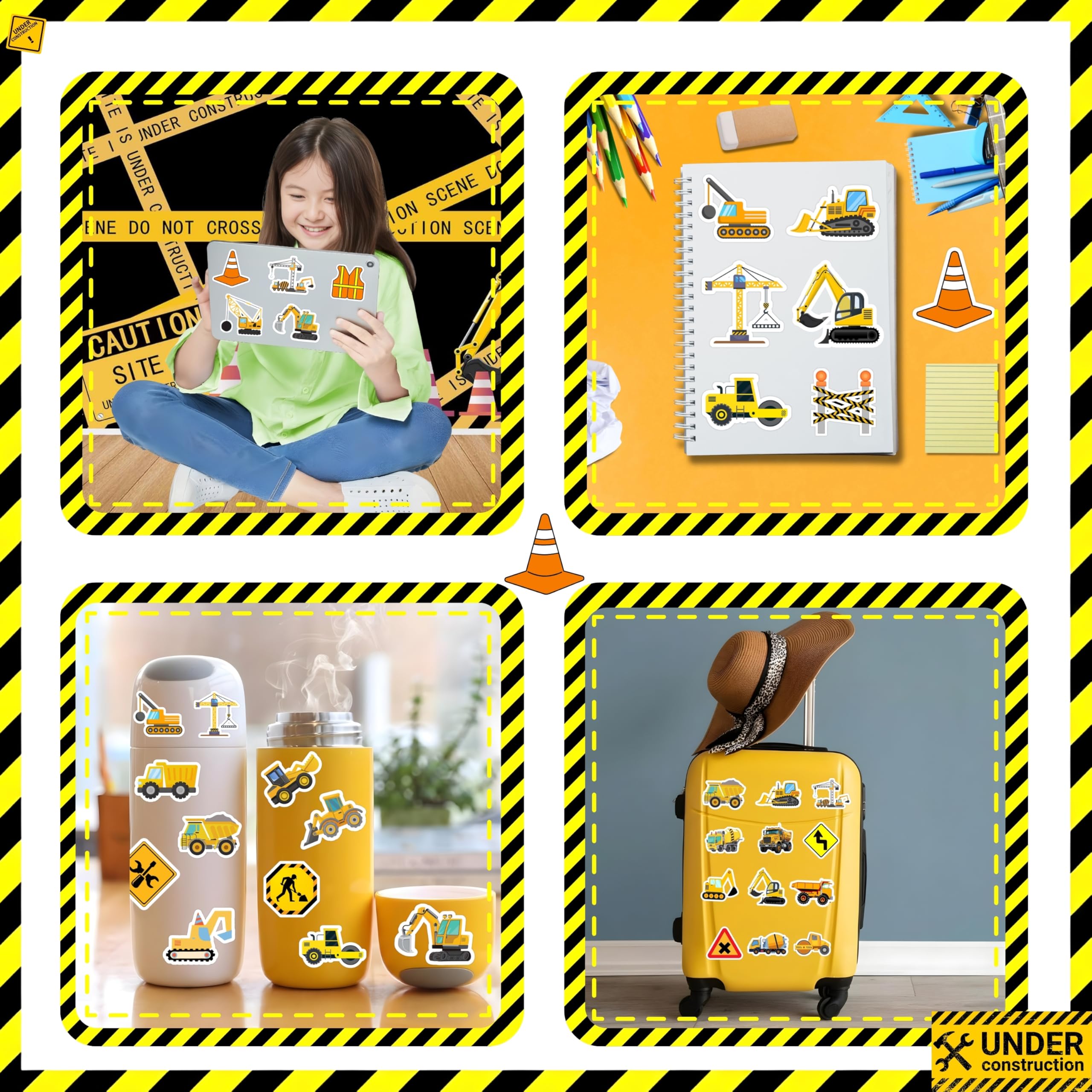 Crane themed Construction Stickers for notebooks and devices.