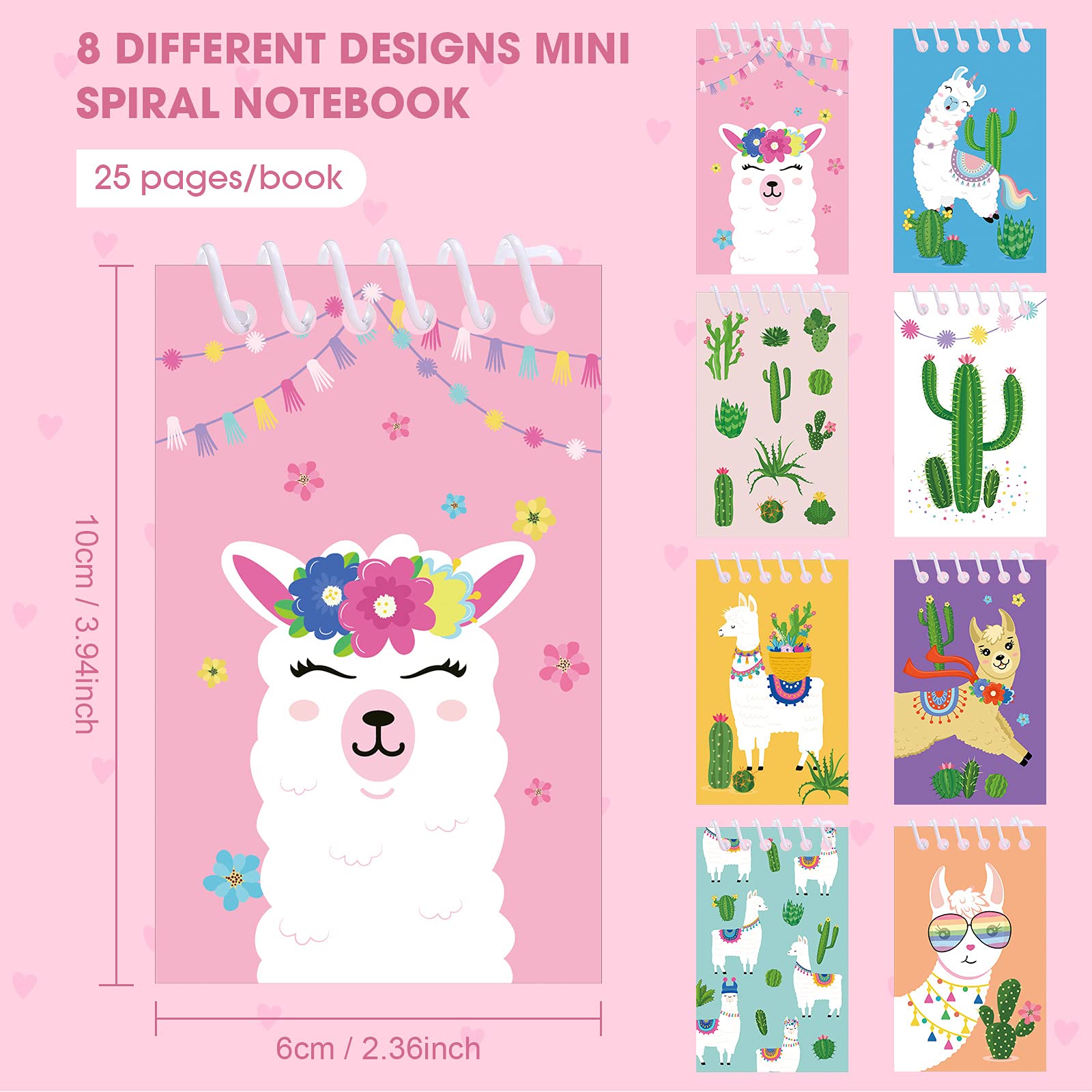 Containlol llama notebook as party favors, bright and kid-friendly.
