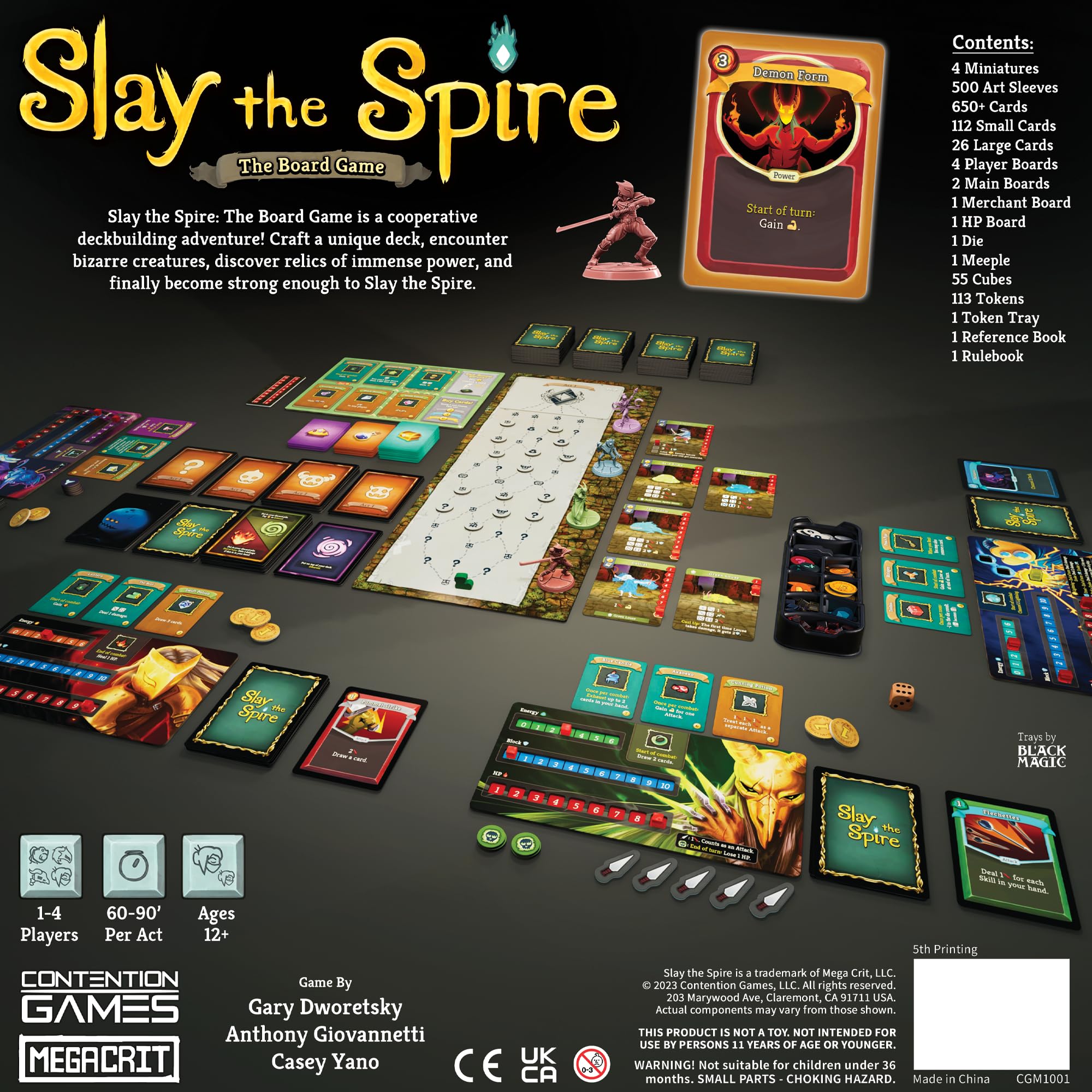 Contention Games Slay The Spire board game player boards highlight team coordination.
