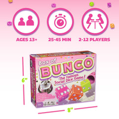 Continuum Games Bunco contents laid out for easy, social game night.