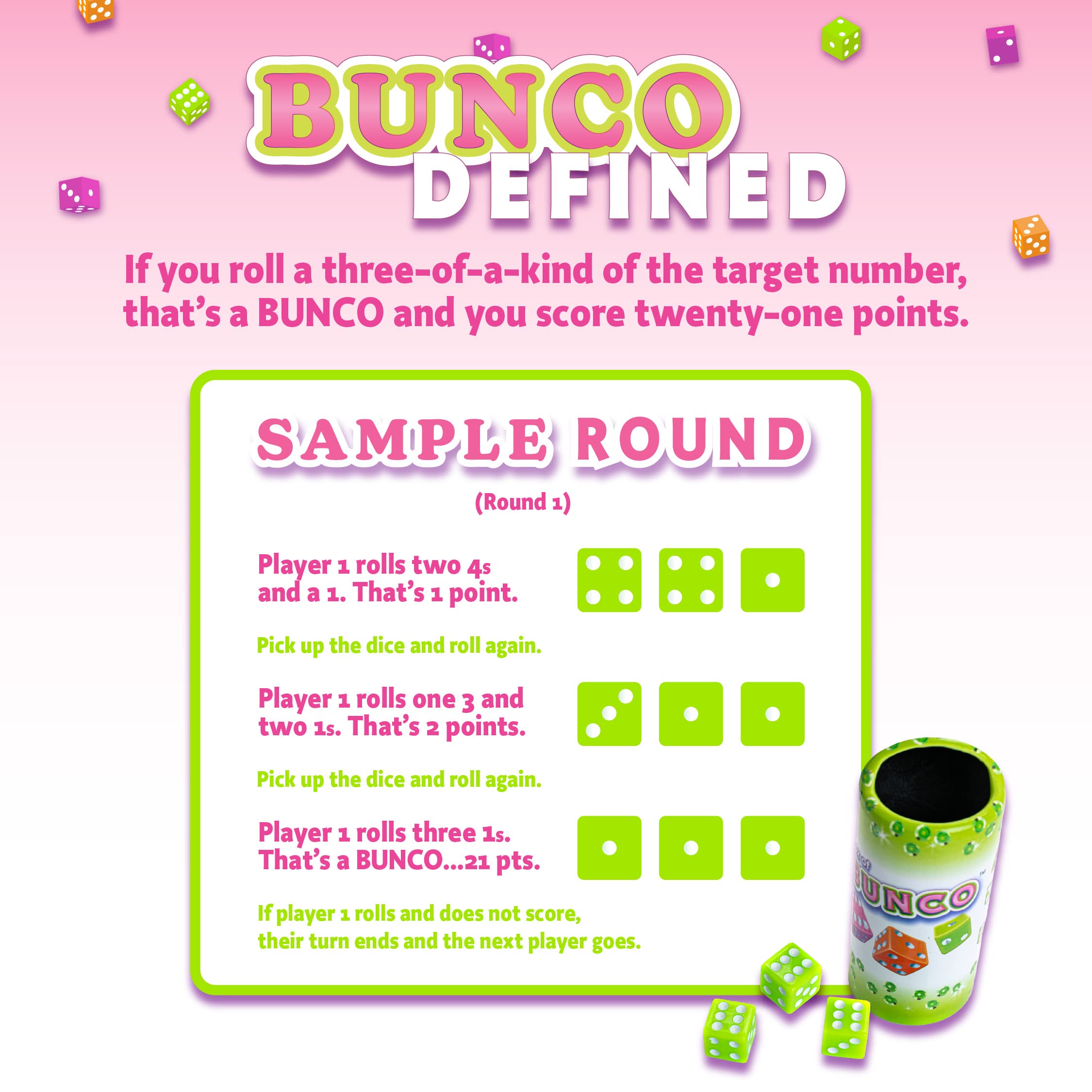 Continuum Games Bunco silver bell adds a satisfying chime during scoring.