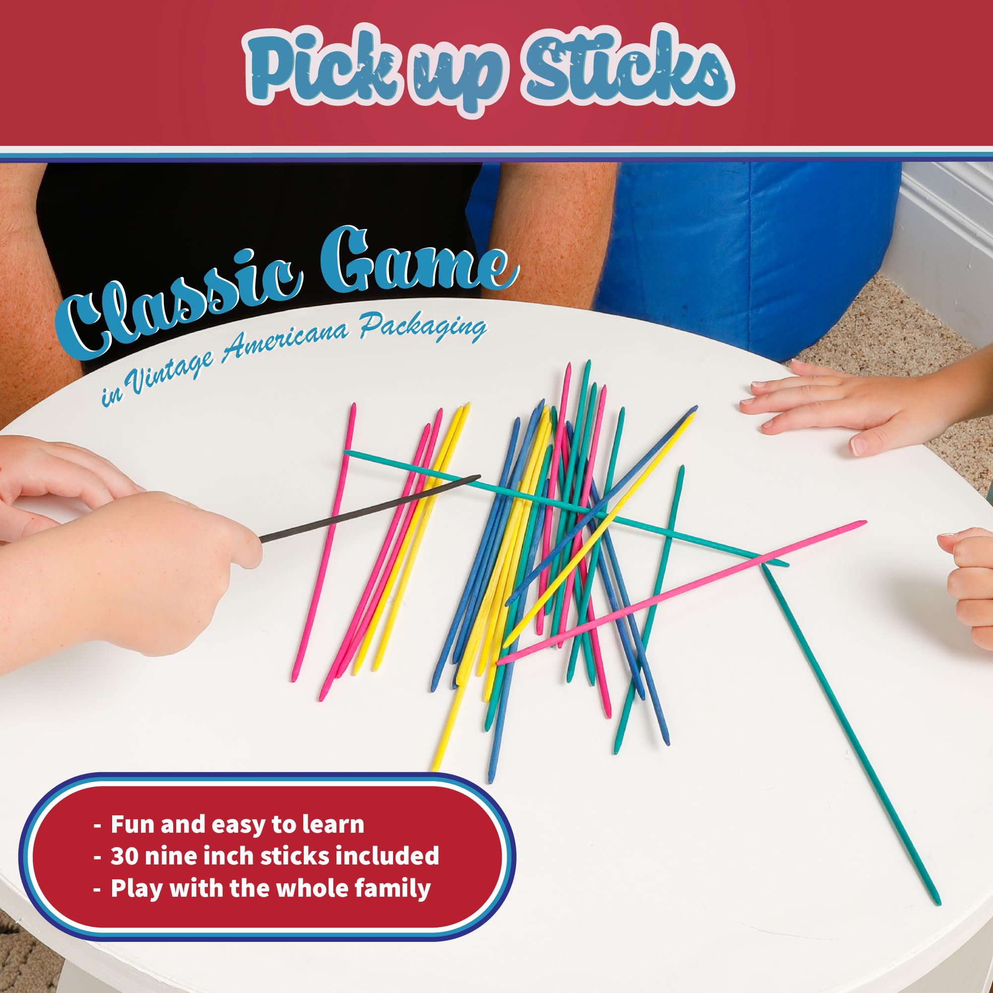 Way Back Toys colorful wooden sticks promote active play and quick rounds.
