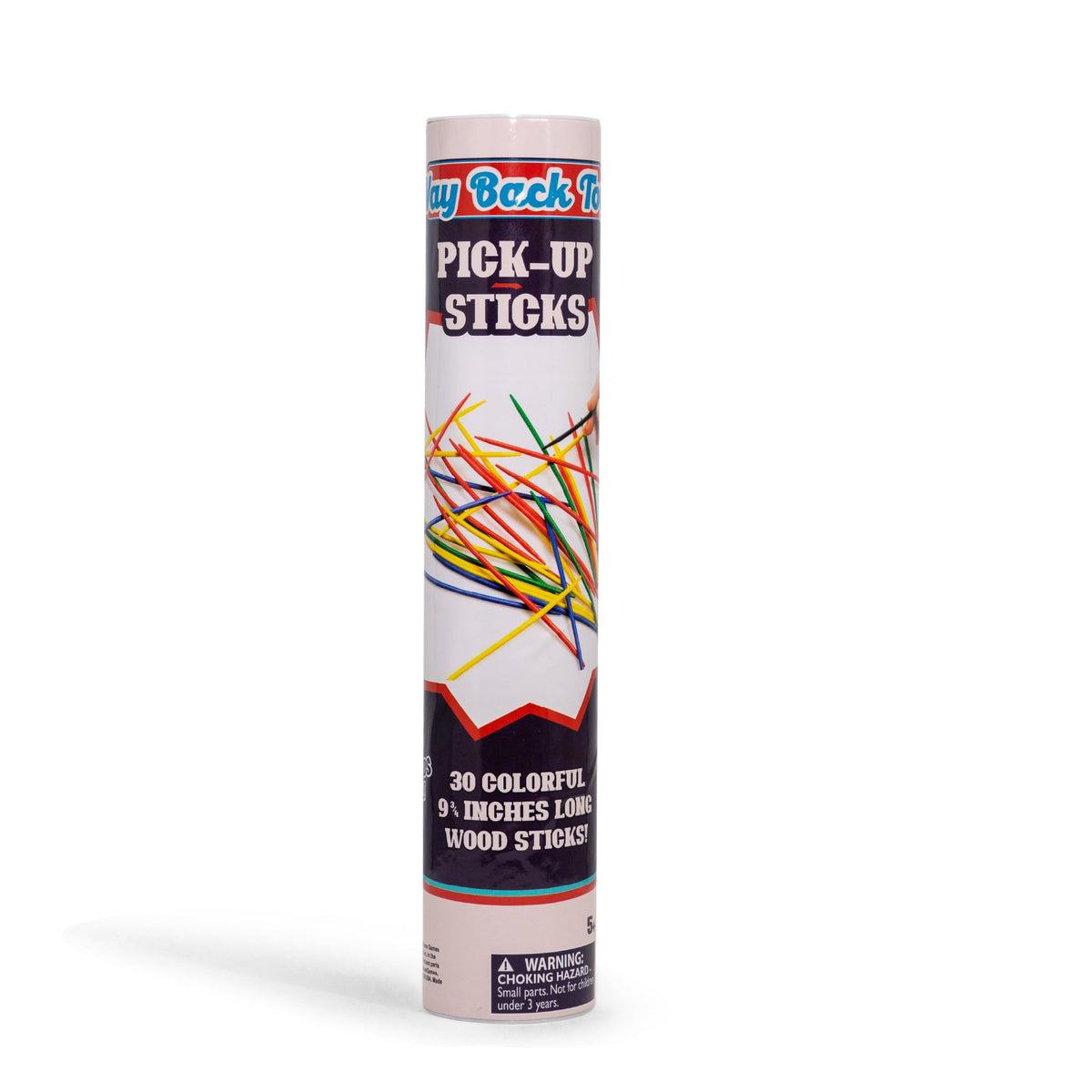 Continuum Games Way Back Toys pick-up sticks in a tube for portable family-friendly play.