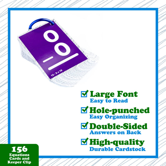Continuum Learning Subtraction Flash Cards oversized format for classroom and home study.