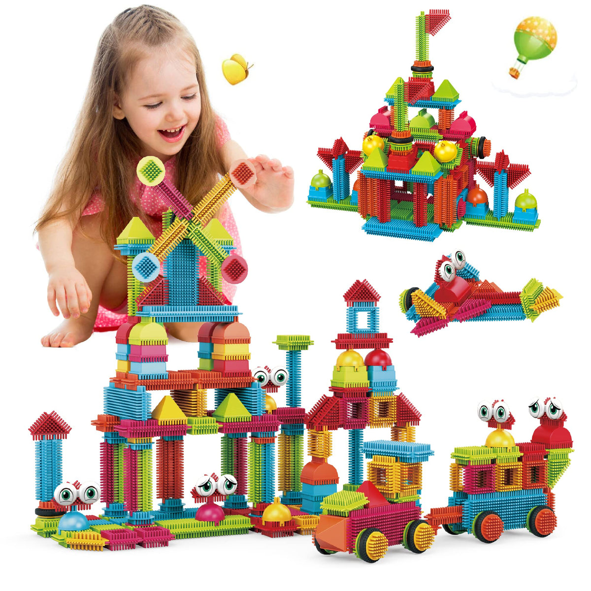 Contixo 244-pcs bristle shape 3D tiles enable open-ended learning and creative play