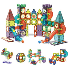 Contixo STEM 110-piece marble tiles show vivid color blocks for creative construction and learning.