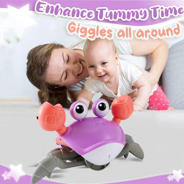 Control Future purple crab toy supports early movement with engaging visuals and sounds.