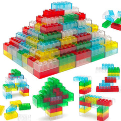 CONVENTEJOY red translucent bricks for colorful, creative play and fine motor skills