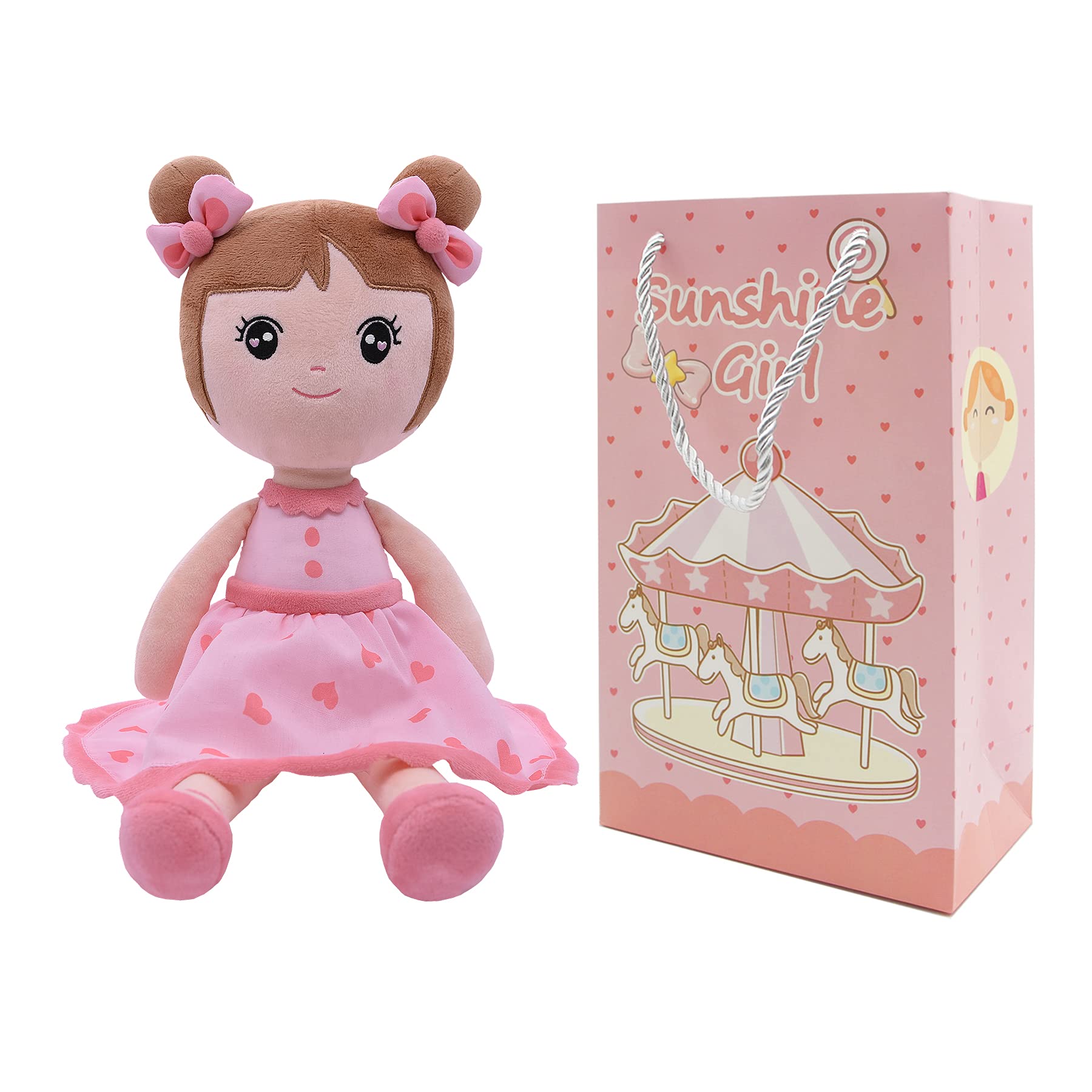 Conzy stuffed baby doll standing pink 44cm for imaginative play and companionship.